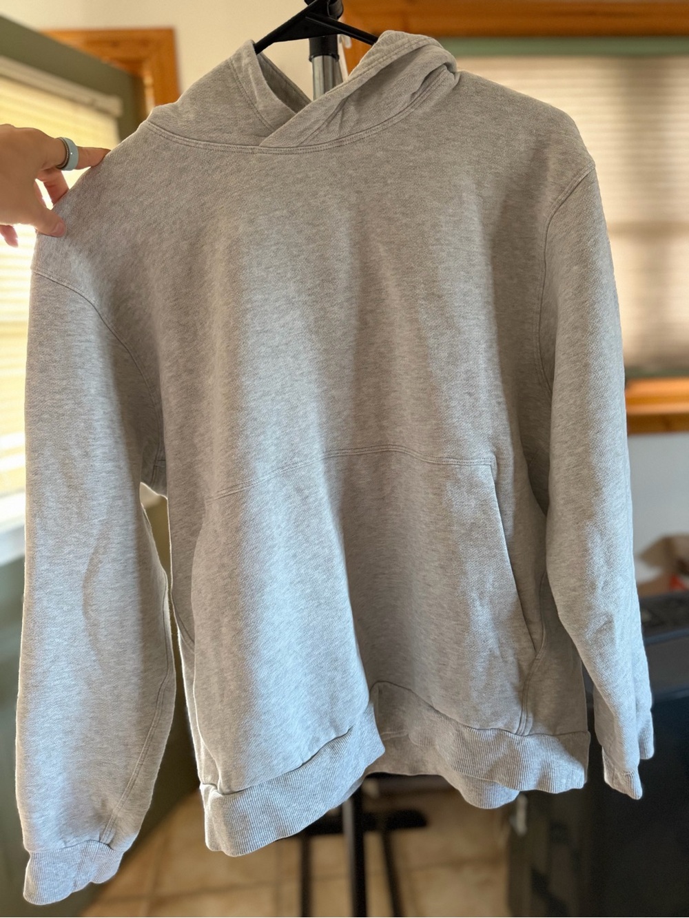 Lulu Gray Hooded Pullover Sweatshirt